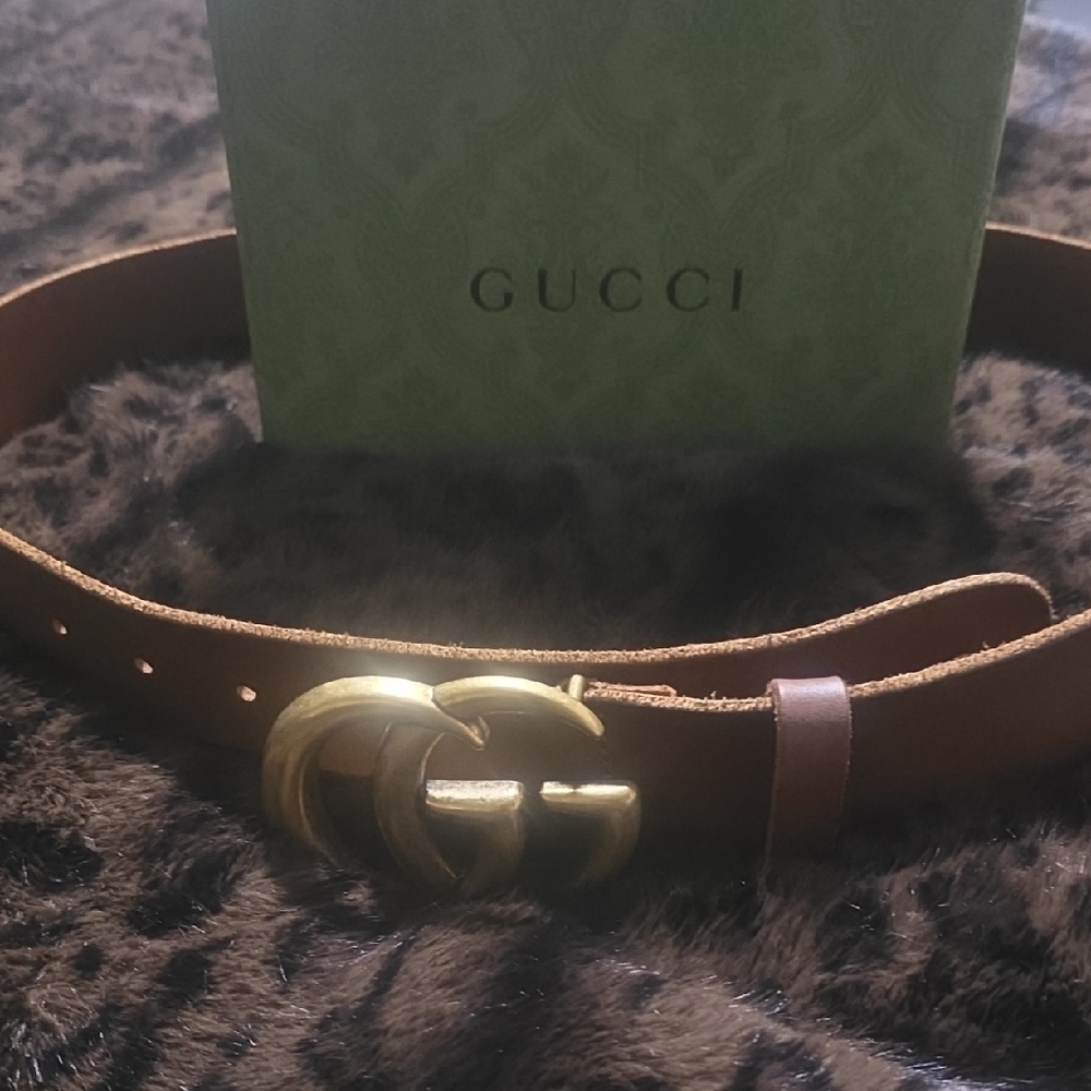 Gucci Brown Belt with Gold GG Buckle - Picture 4 of 4